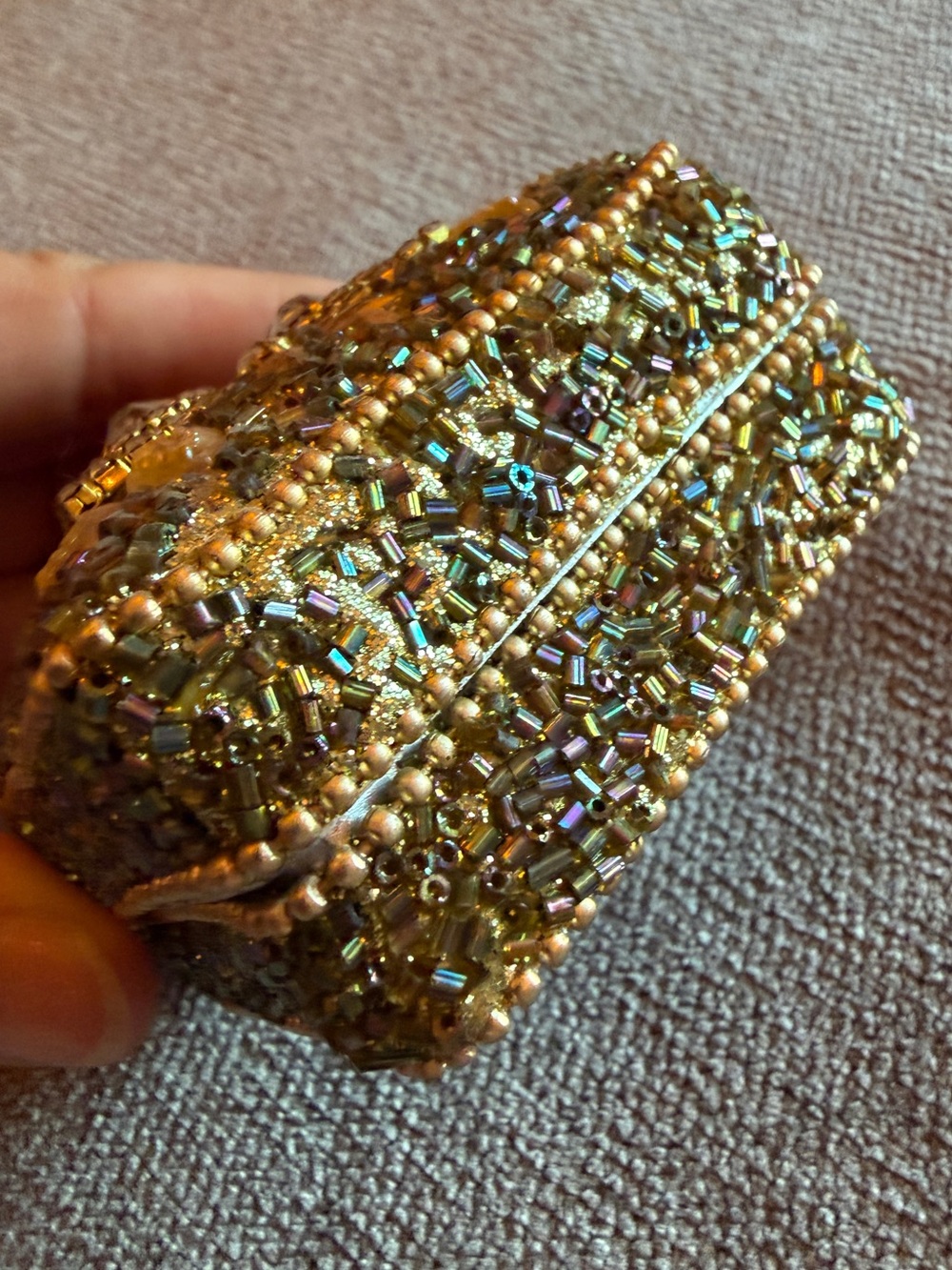 Rhinestone Encrusted Gold Trinket Box - Picture 2 of 8